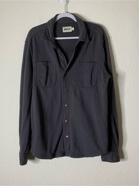 Pact Mens gray 100% Cotton snap button shirt jacket shacket L